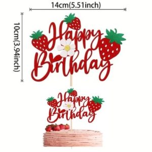 Cake Topper Strawberry Happy Birthday