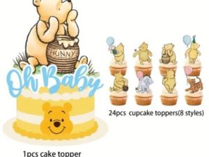 Cake Topper Pooh Bear "Oh Baby" Theme 25 Pieces