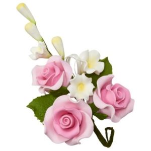 Pink Trio Gum Paste Rose Flowers 4 inch