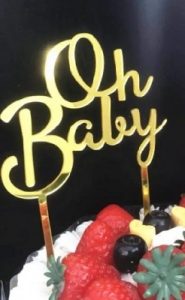 Cake Topper "Oh Baby" Gold Acrylic