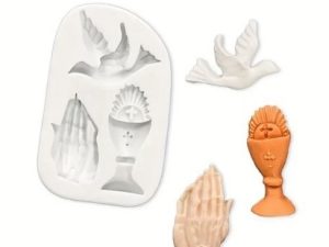 Silicone Mold Dove, Praying Hands and cup 3 Cavity