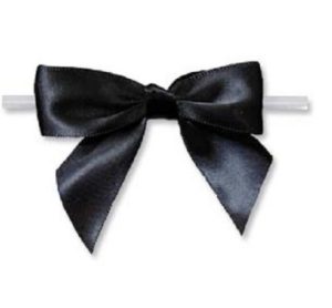 Large Bow with Tie, Black, 5 Pieces.
