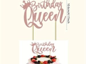 Cake Topper Glittery Rose Gold "Birthday Queen"