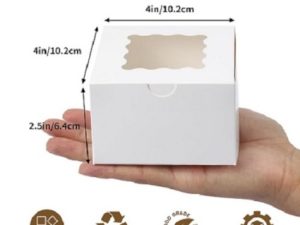 Treat Box White With Window 4"x4"x2.5 inches