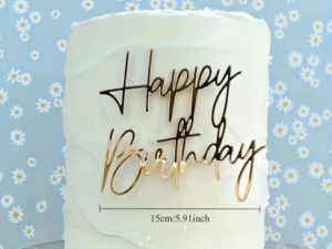Cake Topper Gold "Happy Birthday" Layon