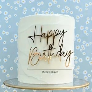 Cake Topper Gold "Happy Birthday" Layon