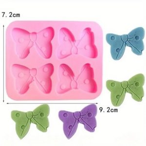 Silicone Mold Bows With Dots 4 Cavity