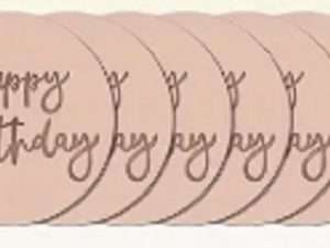 Cupcake Top Happy Birthday Round Rose Gold 6 Count