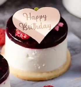 Cupcake Topper Happy Birthday Heart Rose Gold 6 count