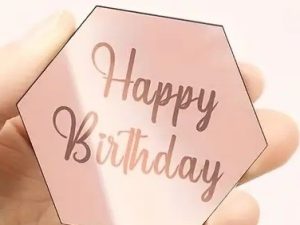 Cupcake Topper Happy Birthday Hexagon Rose Gold 6