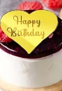 Cupcake Topper Happy Birthday Heart Gold 6 count