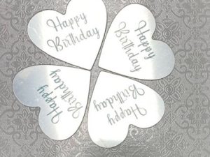 Cupcake Topper Happy Birthday Heart Silver 6 Count
