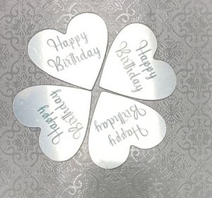 Cupcake Topper Happy Birthday Heart Silver 6 Count