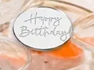 Cupcake Topper Happy Birthday Round Silver 6 Count
