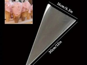 12 inch Clear Cone Treat Bag W/Ties