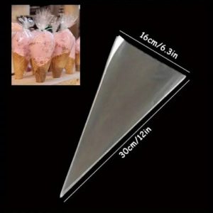 12 inch Clear Cone Treat Bag W/Ties