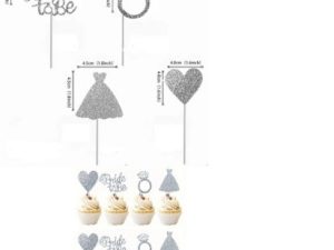 Cupcake Picks Bride To Be Theme Silver 12 Count