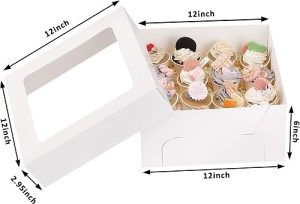 Cake Box White W/Window 12 X 12 X 6 inches