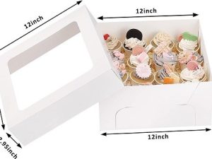 Cake Box White W/Window 12 X 12 X 6 inches