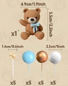 Cake Top Blue Baby Bear Set With Stars and Balls