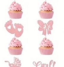 Cupcake Picks Pink Baby Girl Theme 12 Count