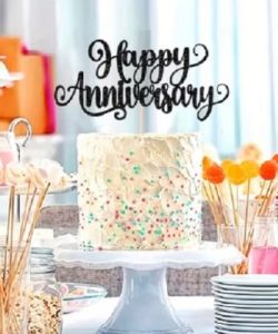 Glitter Black Happy Anniversary Cake Top