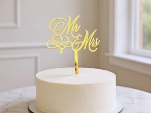 Mr. And Mrs. Gold Acrylic Cake Top
