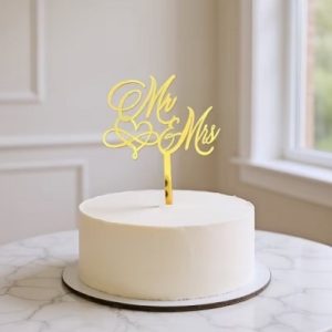 Mr. And Mrs. Gold Acrylic Cake Top
