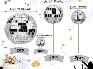 Cake Top Silver Disco Balls Assorted Size 10 Count