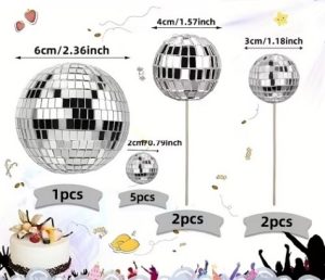 Cake Top Silver Disco Balls Assorted Size 10 Count