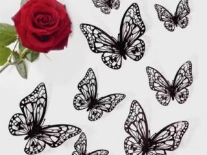 Black Paper Butterfly Topper 12 Count