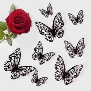 Black Paper Butterfly Topper 12 Count
