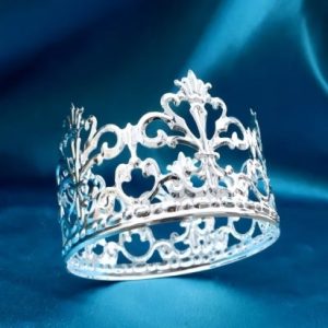 Cake Topper Silver Mini Crown 2.7 Inch Wide