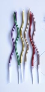 Tall Candles Metallic Multi-Color Curvy 6 Count