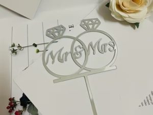 Mr. And Mrs. Silver Rings Cake Top