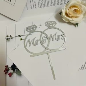Mr. And Mrs. Silver Rings Cake Top