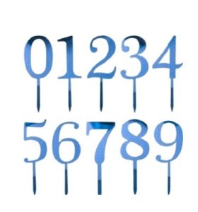 0-9 Cake Topper Blue plastic Picks