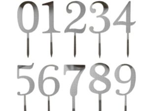 0-9 Cake Topper Silver Plastic Picks