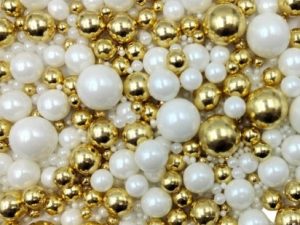 Sugar Pearls White-Gold Mix Assorted Sizes
