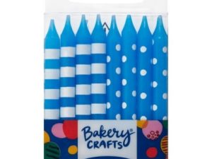 Candle Blue Stripes & Dots