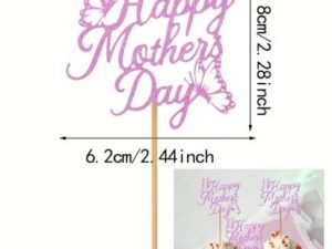 Cupcake Pick Pink Butterfly Happy Mom Day 6 Count
