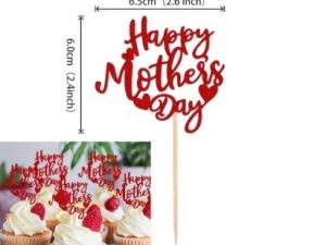 Cupcake Pick Mothers Day Red 6 Count