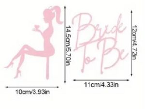 Cake Topper Acrylic Pink Bride To Be 2 Piece Set