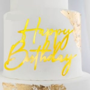 Cake Top Gold Happy Birthday Lay-on
