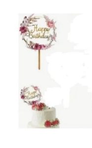 Cake Topper Acrylic Happy Birthday Floral