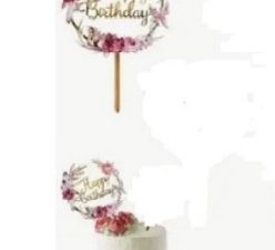 Cake Topper Acrylic Happy Birthday Floral