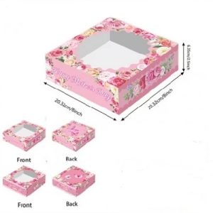 Treat Box Floral Mothers Day w-Window 8"X8"X2.5 inches